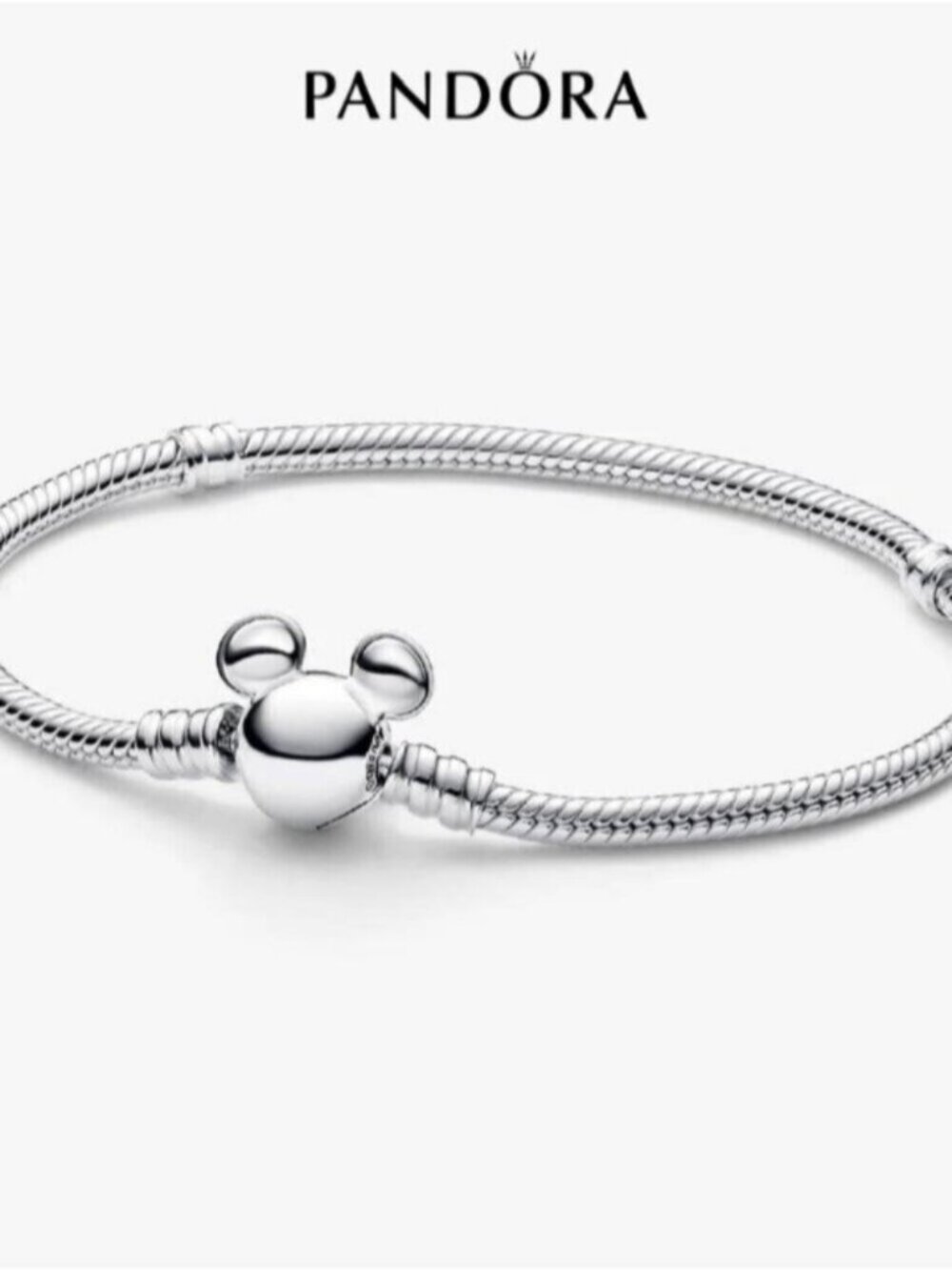 Pandora Disney Mickey Mouse Clasp Moments Snake Chain Bracelet